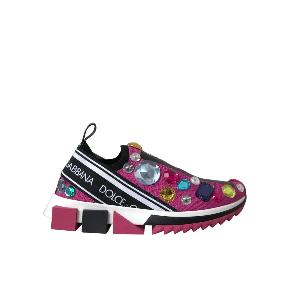 Dolce & Gabbana Pink Sorrento Crystals Sneakers Shoes - Picture 1 of 9